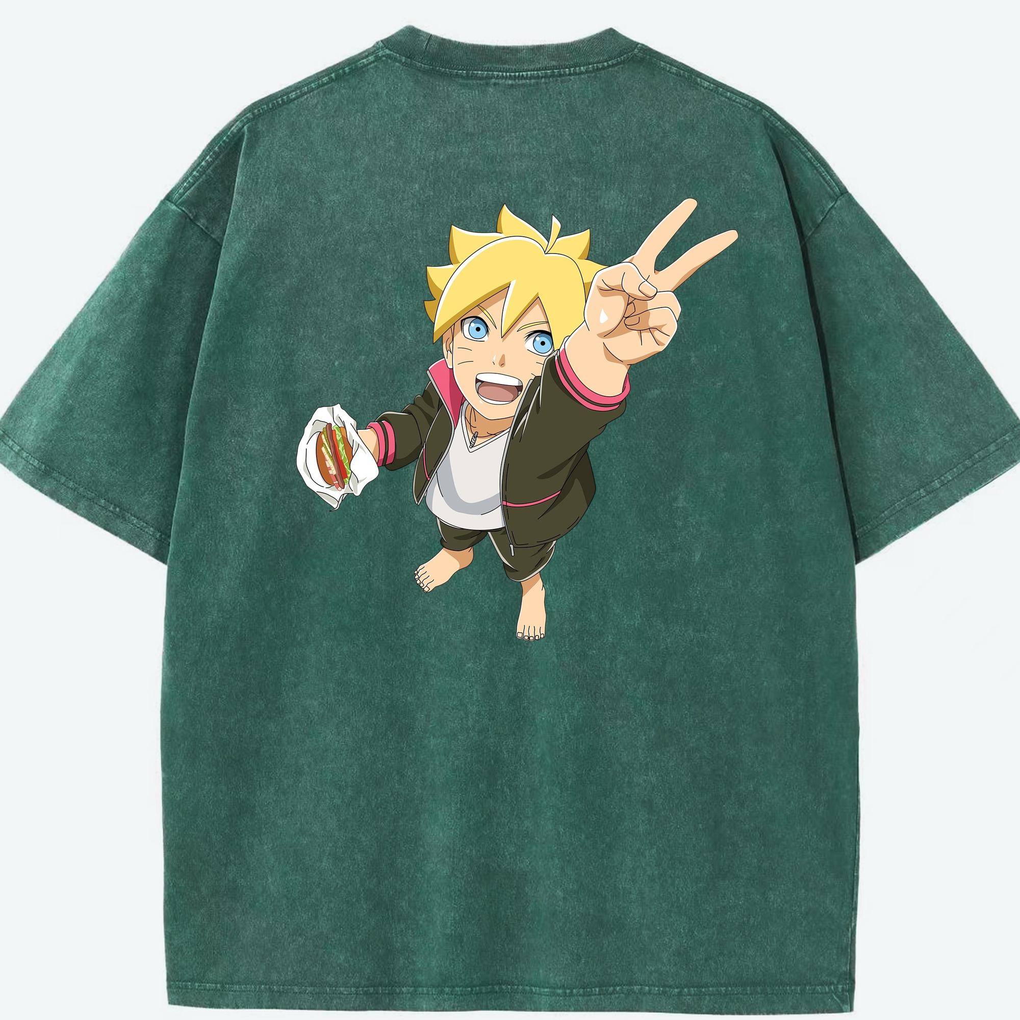 （画像用） NARUTO -ナルト- うずまき ボルト Uzumaki Boruto 綿100% ヴィンテージ風 半袖Tシャツ（背面プリント）